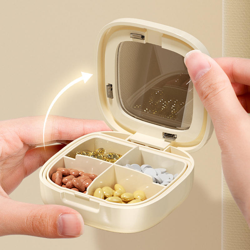 Portable Travel Storage Box Travel Week Medicine Box Transparent Sealed Moisture Proof Plastic Travel Medicine Storage 4/6 Grids