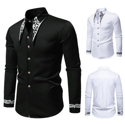 Camisas de manga larga bordadas para hombre, ropa informal de uso diario, ropa de calle, camisas de negocios ajustadas de un solo pecho, camisas elegantes
