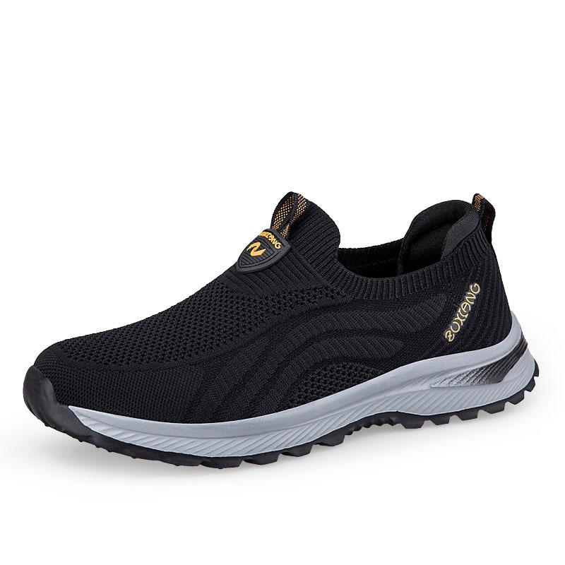 Elderly elderly shoes light and breathable fly-woven mesh men and women one-pedal single-mesh cloth shoes middle-aged and elderly father walking shoes