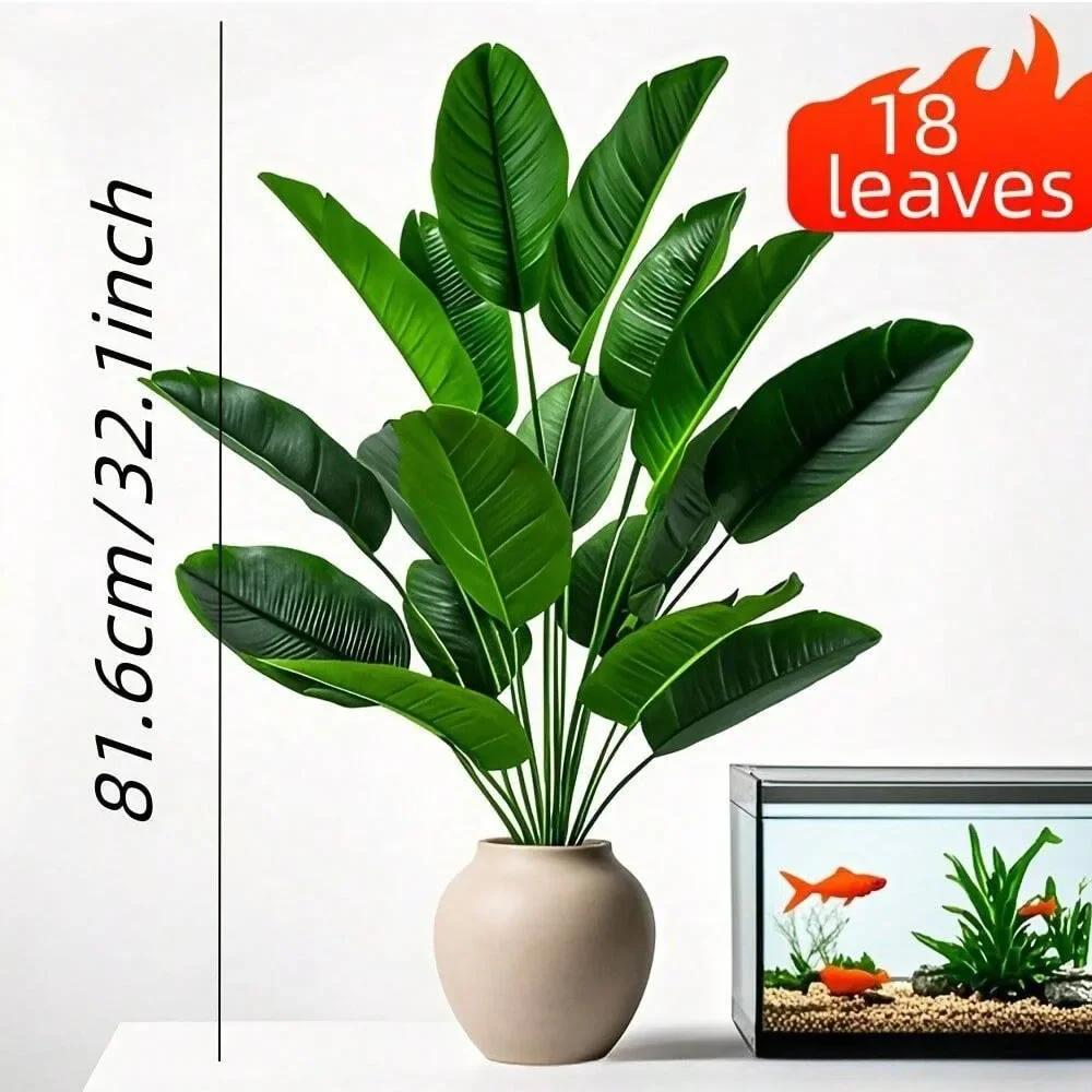1pc 18 Leaves Artificial Plants Large Tropical Palm Tree Fake Banana Plants Leaves Real Touch for Home Garden Party Decor 2025