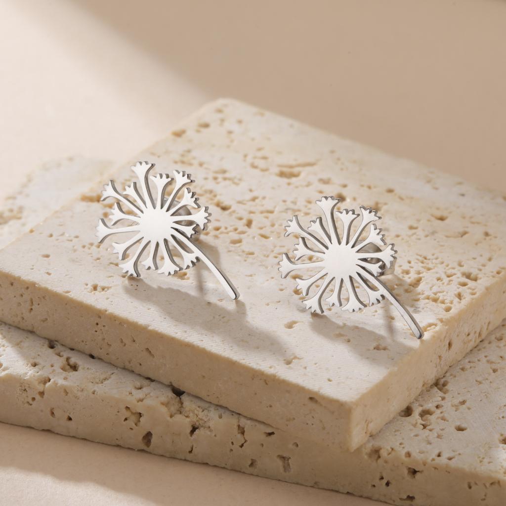 Dandelion Stud Earrings Women Stainless Steel Waterproof Earring Minimalist Trend Wedding Jewelry Gifts