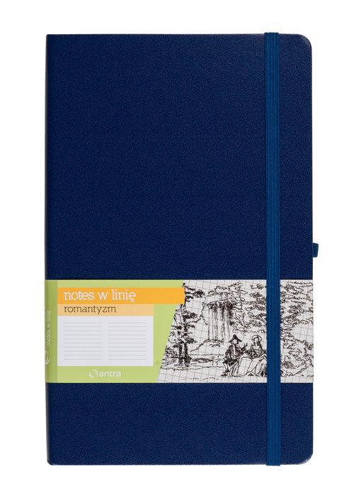 Notebook A5 with Rubber Band Romanticism Line Navy Blue
