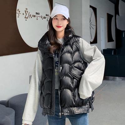 Gilet da donna autunno inverno tinta unita sciolto addensato capispalla imbottito in cotone con cappuccio senza maniche giacca calda