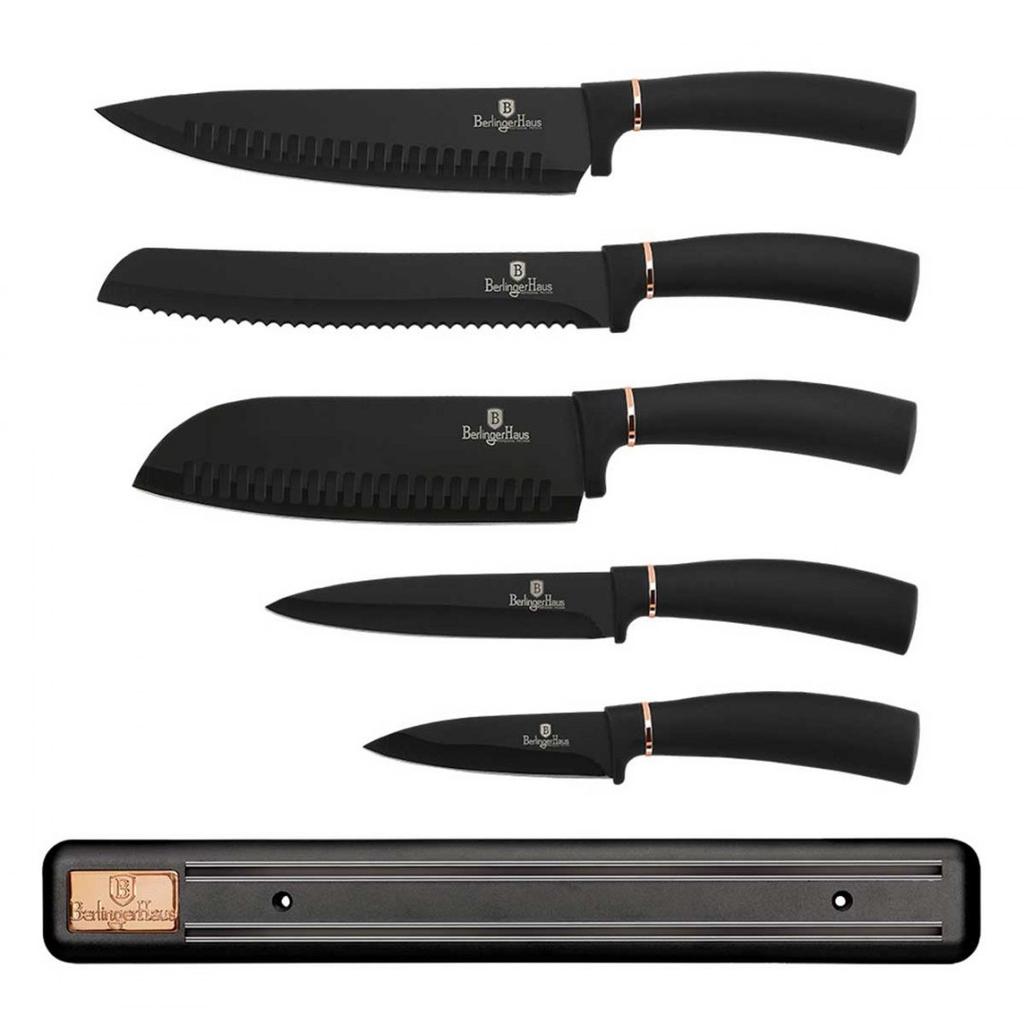 Set Of 5 Kitchen Knives With Blade Berlinger Haus Bh-2535 Black Rose
