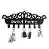 Wall Mounted Key Holder with Black Metal Row Hooks - Ideal for Decorative Wall Key Storage and Organization