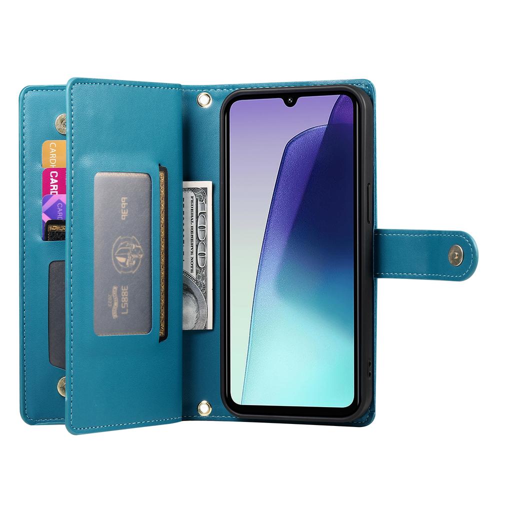 DF-011 Leather Case For Xiaomi Poco C75 4G/Redmi 14R 5G/14C 4G Zipper Pocket Wallet Phone Cover with Straps