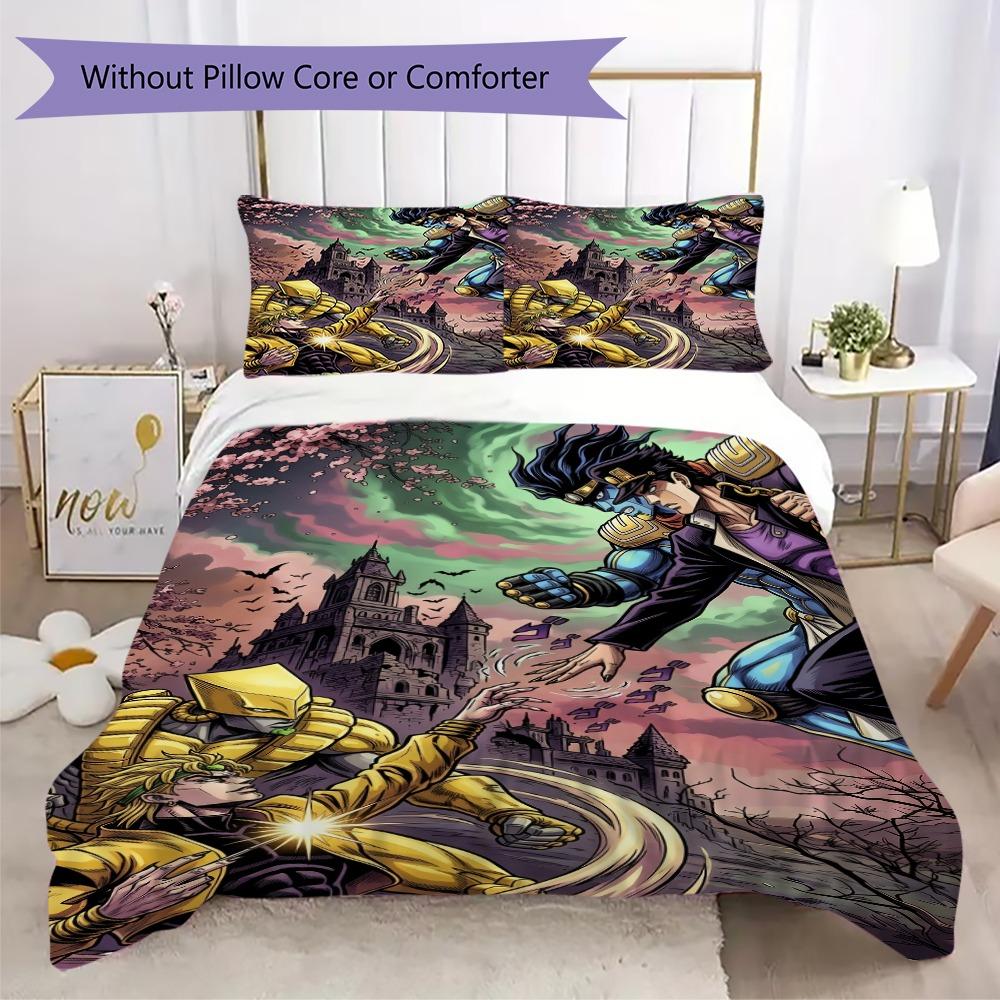 JOJO's Bizarre Adventure Pillowcase & Duvet Cover Set Patterned Anime Bedding for Bedroom Decor Ideal Gift for Lovers.-Xin