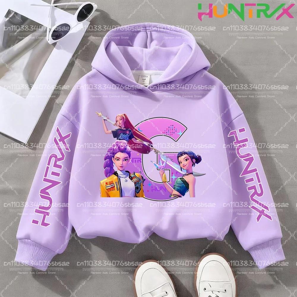 

Kpop Demon Hunters Girl Hoodies Letter A-Z Hooded Sweatshirt Autumn Thin Tracksuit Hood Sportswear Pullover Fall Kids Clothes 100