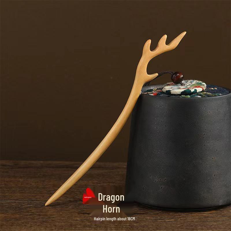 Peach Wood Double-Sided Carved Hairpin for Qipao Hanfu Updo - Ancient Style Accessory