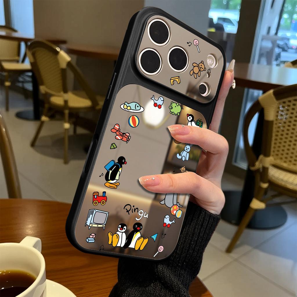 Cute Penguin Suitable for iPhone17 Mobile Phone Case 16/14Pro Apple 13 Pro Mirror 15promax17a Anti