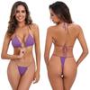 2025 Modern Lace-Up Bikini Solid Color Split Swimsuit - Stylish & Sexy Women's Set