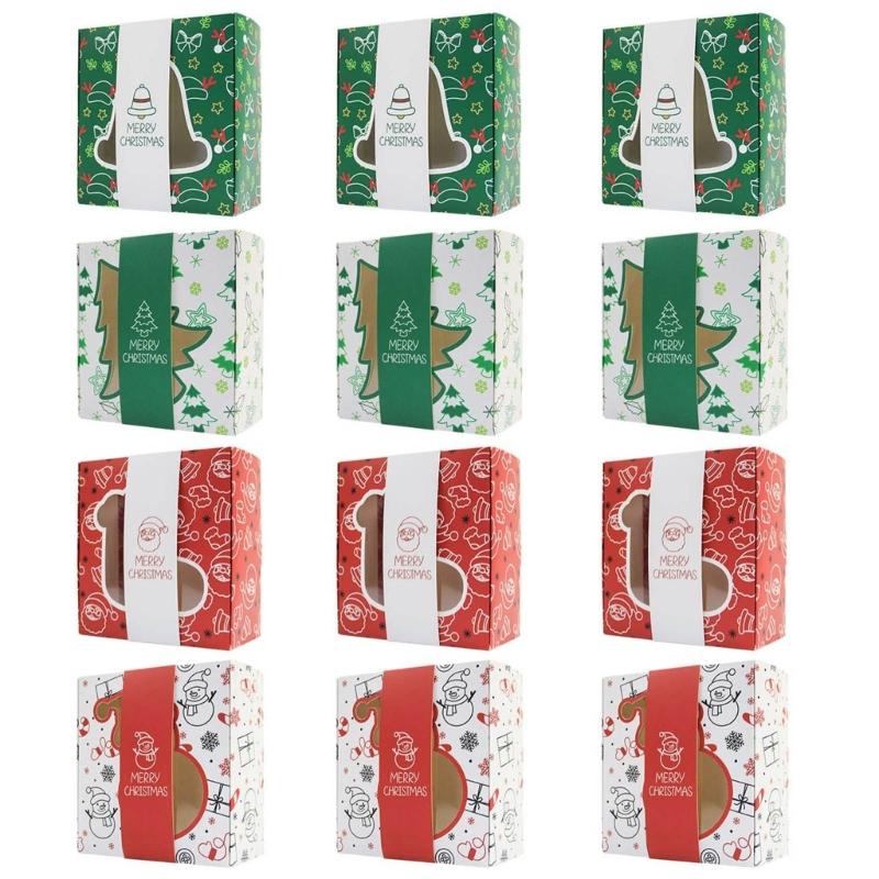 

Easy Assembly Christmas Paper Candy Boxes Holiday Party Supplies Gift Wrapping Storage Pouches Easy Folding Assembly 1