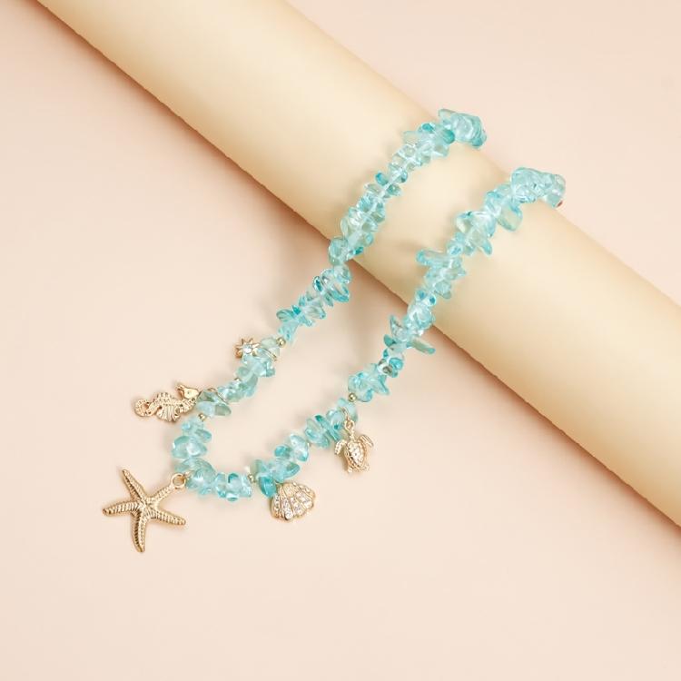 Multi Textured Starfish Pendant Necklace Combining Crystal And Pearls Charm For Layering Look Girls Clavicle Chain