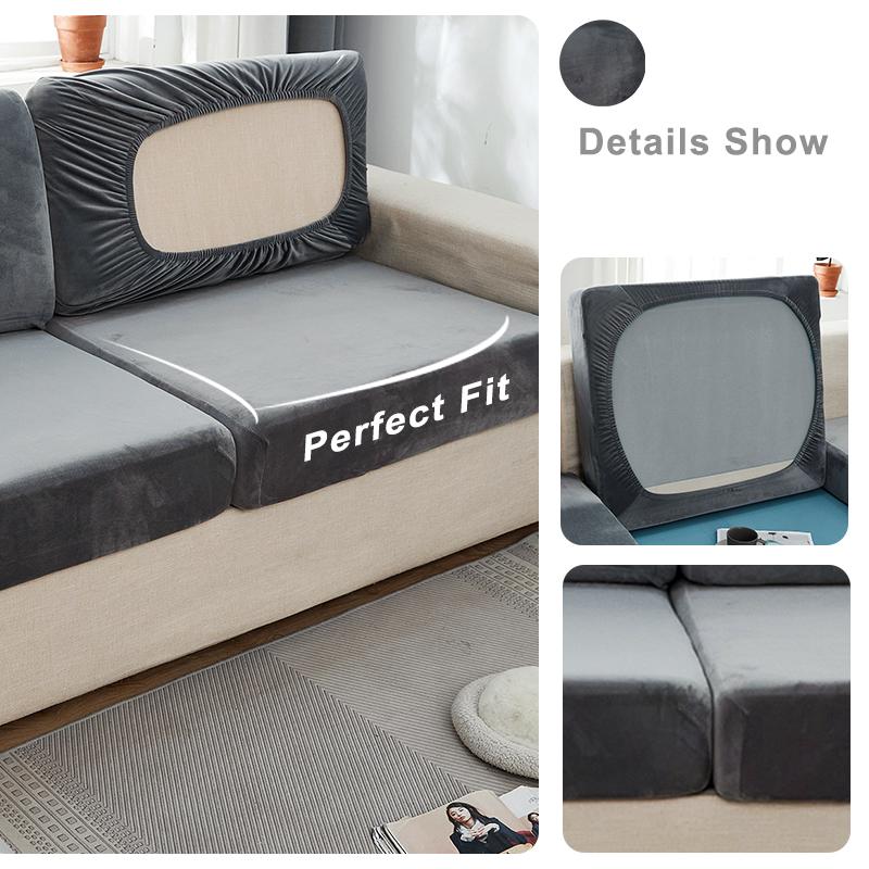 Velvet Sofa Seat Covers For Living Room Plush Sofa Cushion Covers Thick Soft Stretch Sofas Couch Slipcover Furniture Protector