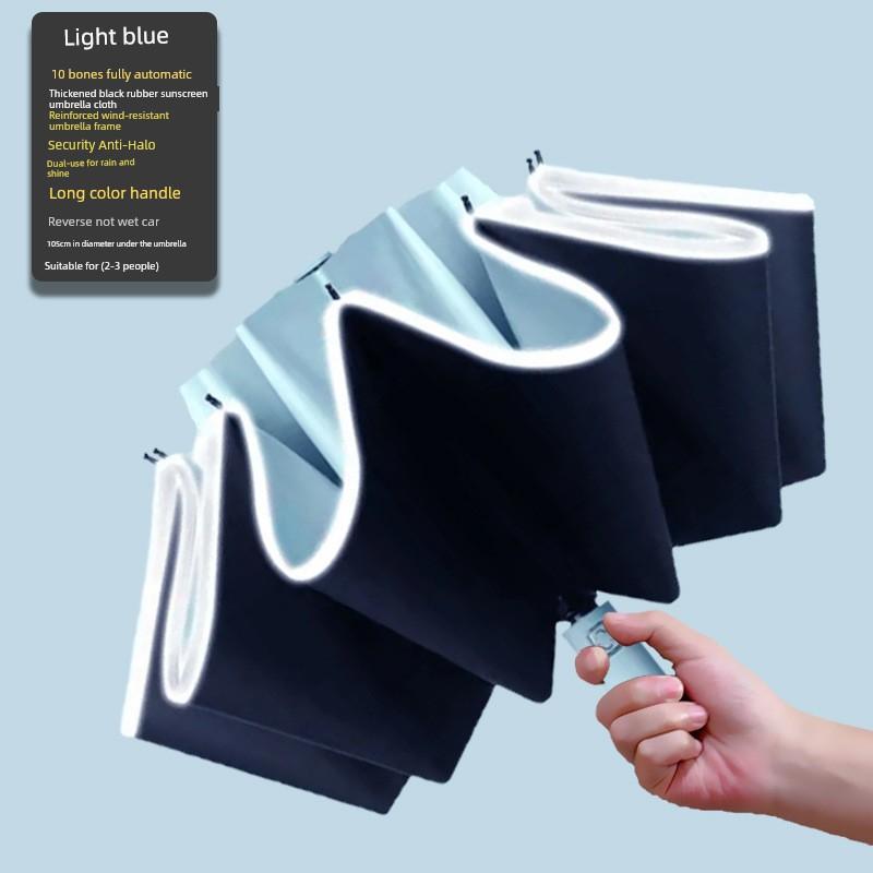 Umbrella with Enlarged Canopy, Thickened and Reinforced, Uv-Resistant, Compact and Portable, Dual-Use for Women and Men, Fully Automatic Sunshade
