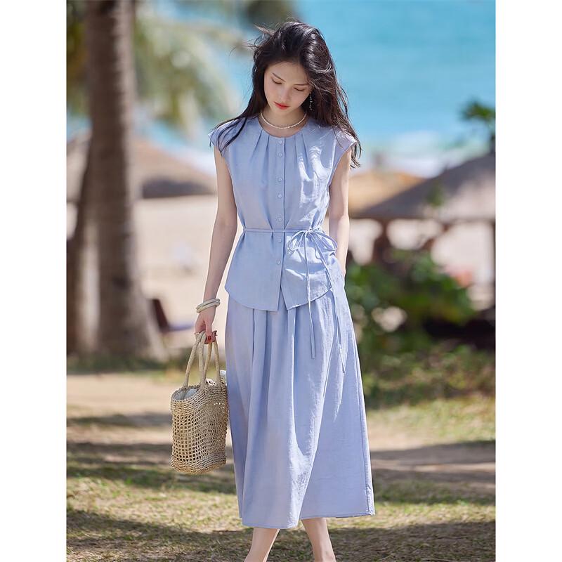 Xinfeiyu Elegant Relaxed Round Neck Sleeveless Set XL