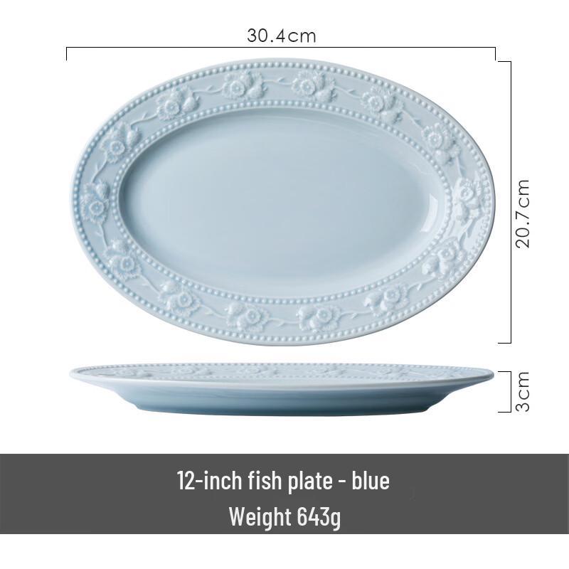 OIMG Nordic Ceramic Embossed Fish Plate