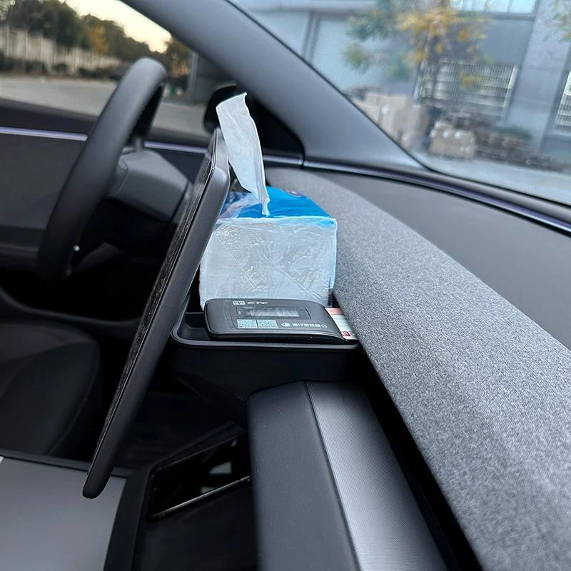 Dashboard Storage for Tesla Model Y Juniper 2025 Model 3+ Highland 2025 ETC Organizer Tray Behind Screen Glasses Tissue Holder