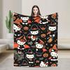 Leopard Hello Kitty Cartoon Blankets Coral Fleece Plush  Winter  Portable Lightweight Throw Blankets for Bed Outdoor Quilt