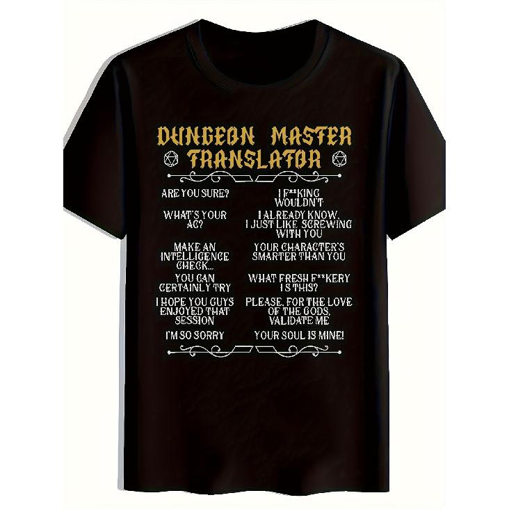 Men & Unisex Compatible T-Shirt - Compatible for Tabletop RPG Games, Dungeon Master Tee, Crew Neck Short-Sleeve Casual Gamer Shirt, Slight Stretch S