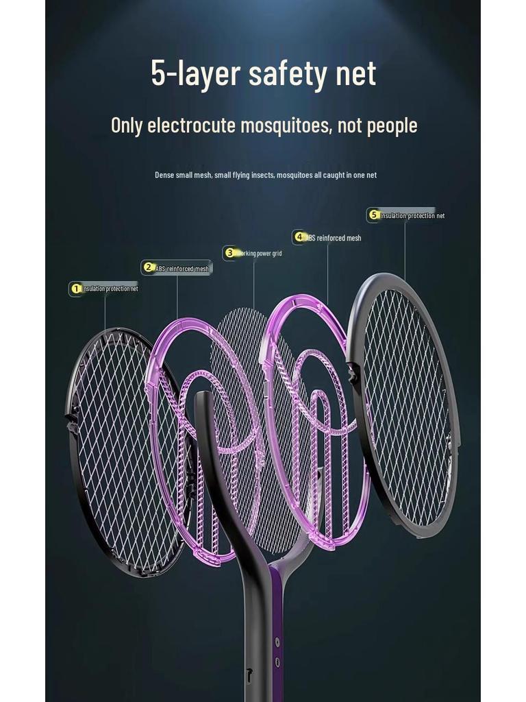 2025 Rechargeable Electric Mosquito Swatter: Foldable, Retractable, Powerful Mosquito & Fly Killer for Home Use.