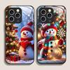 Cute Winter Snowman Christmas Tree Tempered Glass Phone Case for iPhone 17 16 Pro Max 15 14 13 12 Mini 11 X XS XR 7 8 Plus Cover