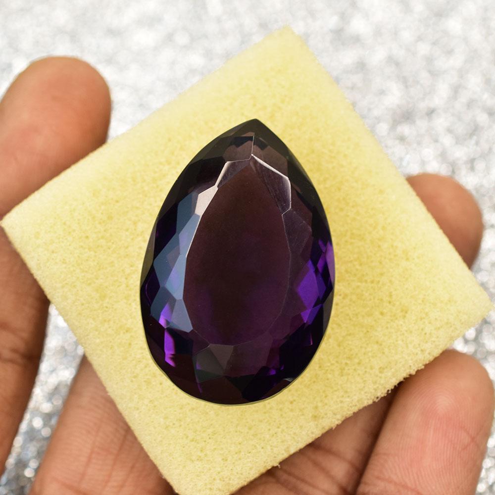 Natural Purple Amethyst Loose Gemstone 83.45 Ct Pear Cut Brazilian for Jewelry Making and Crafts