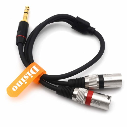 Disino 1/4 TRS To Dual XLR Male Y-Splitter Stereo Breakout Cable, 1/4" (6.35mm) To 2 XLR Patch Cable - 3.3ft/1m