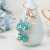 Keychain Pendant 3D Cartoon Cat Design Sparkling Rhinestones Inlaid Key Chain with Lobster Clasp Key Ring Bags Accessories