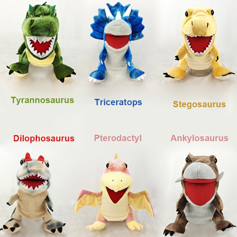 11 Style Dinosaur Hand Puppet Plush Toys Performance Hand Gloves Control
