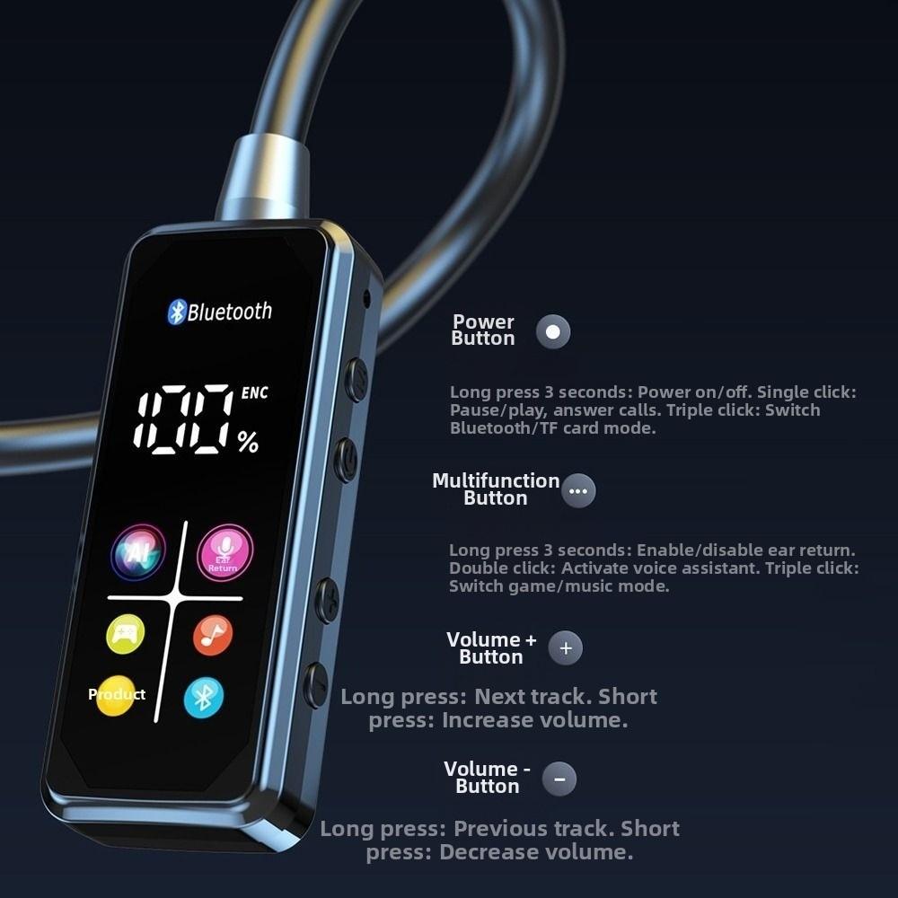 LED Digital Display Wireless Earbuds Neckband Long Standby Bluetooth Headphones  Mobile Gaming