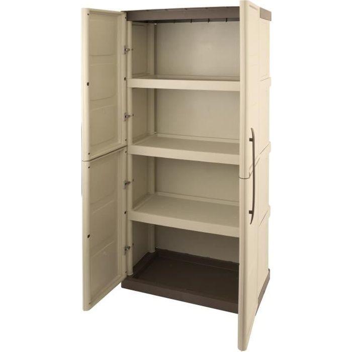 TOOD Resin Tall Storage Cabinet - 3 Shelves - Taupe/ecru - Maximum Load 60 Kg