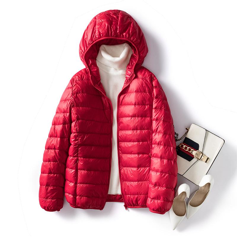 2026 Autumn/Winter Women's Plus Size Korean Slim Fit Lightweight Down Hooded Jacket