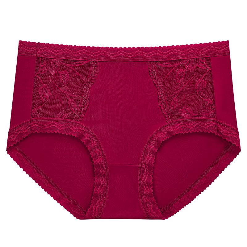 Women's Summer Ice Silk Mid-Waist Lace Panties - Breathable, Seamless, Comfortable with Antibacterial Cotton Crotch