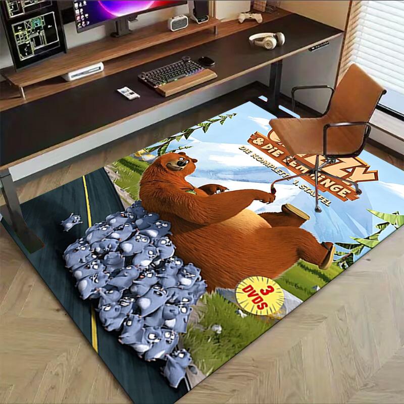 Grizzly Lemmings Season Carpet For Playroom Bedroom Living Room Sofa Home Decorkids Game Area Rug Nonslip Floor Mat