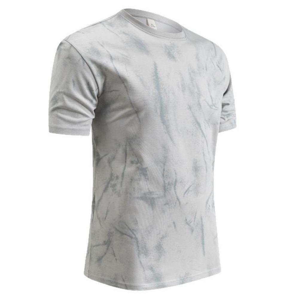 

European and American Retro Tie Dye Gradient Short Sleeved T-shirt Men s Summer New Half Sleeved Round Neck Versatile Loose Top S серебряный