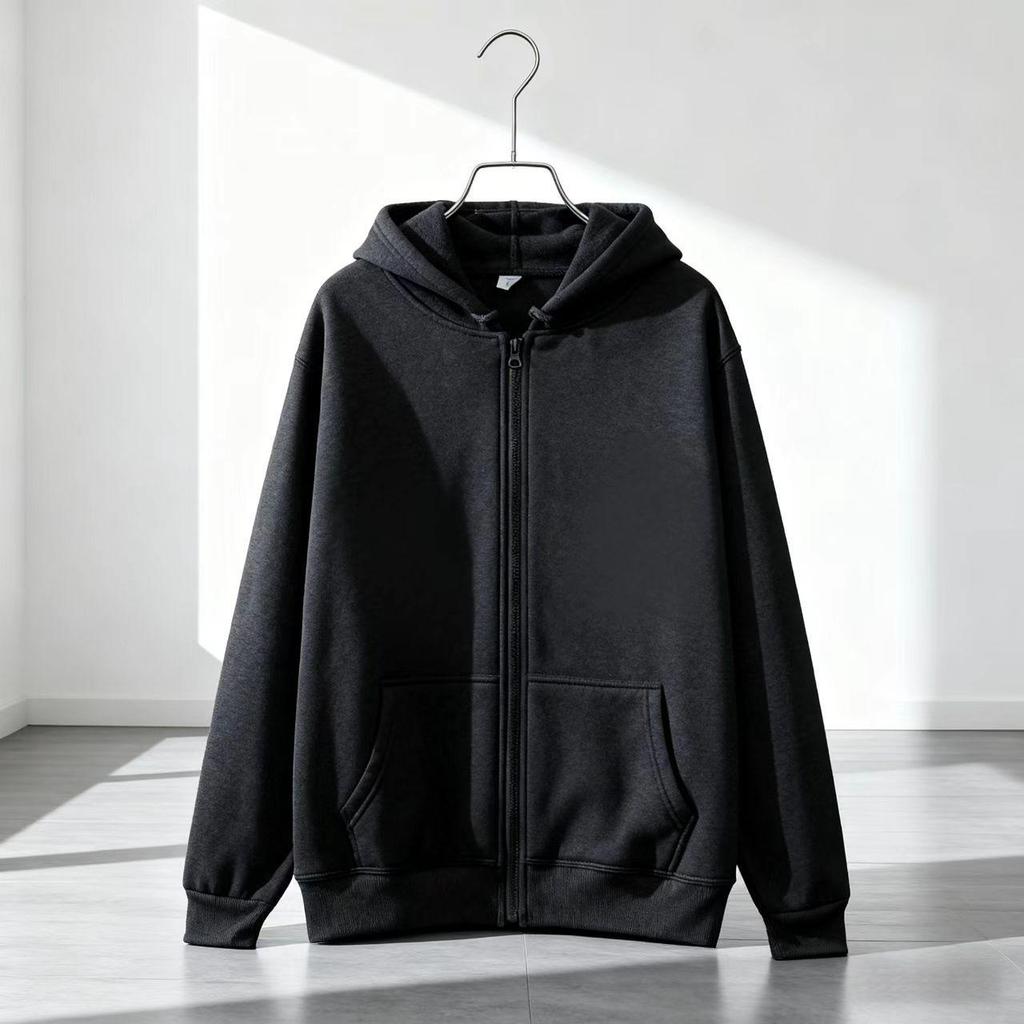 Unisex Cross-Season Hooded Fleece Jacket: Autumn-Winter Zip-Up Cardigan
