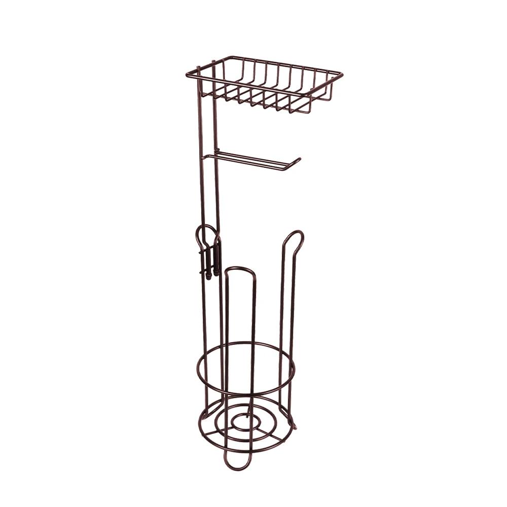 Stainless Steel Bathroom Paper Roll For Phone Tissue Multifunctional Storage Shelf Toilet Paper Holder Vertical Storage Basket