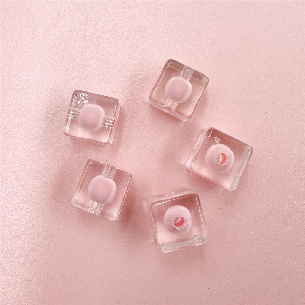 10Pcs Transparent Sandwich Square Bright Face Acrylic 12mm Jewelry Accessories Fashion Loose Beads DIY Bracelet Handmade Keychain Making Material