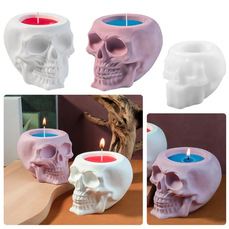 Totenkopf Kerzenständer Form Aromatherapie Behälterform Kerzenhalter Silikonform Teelichtformen Halloween Dekorationen