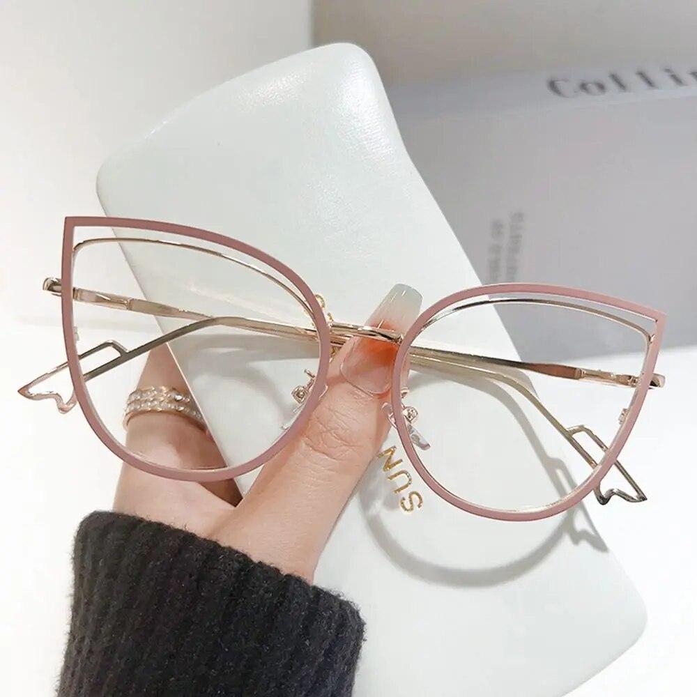 Cat Eye Anti-Blue Light Glasses Women Men Oversized Optical Frame Eye Protection Ultra Light Eyeglasses Office Computer Goggles