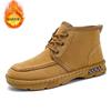 New Solid Color Lace Up High Top Cotton Shoes for Men Thickened Cold and Warm Men's Shoes Anti Slip and Waterproof Martin Boots