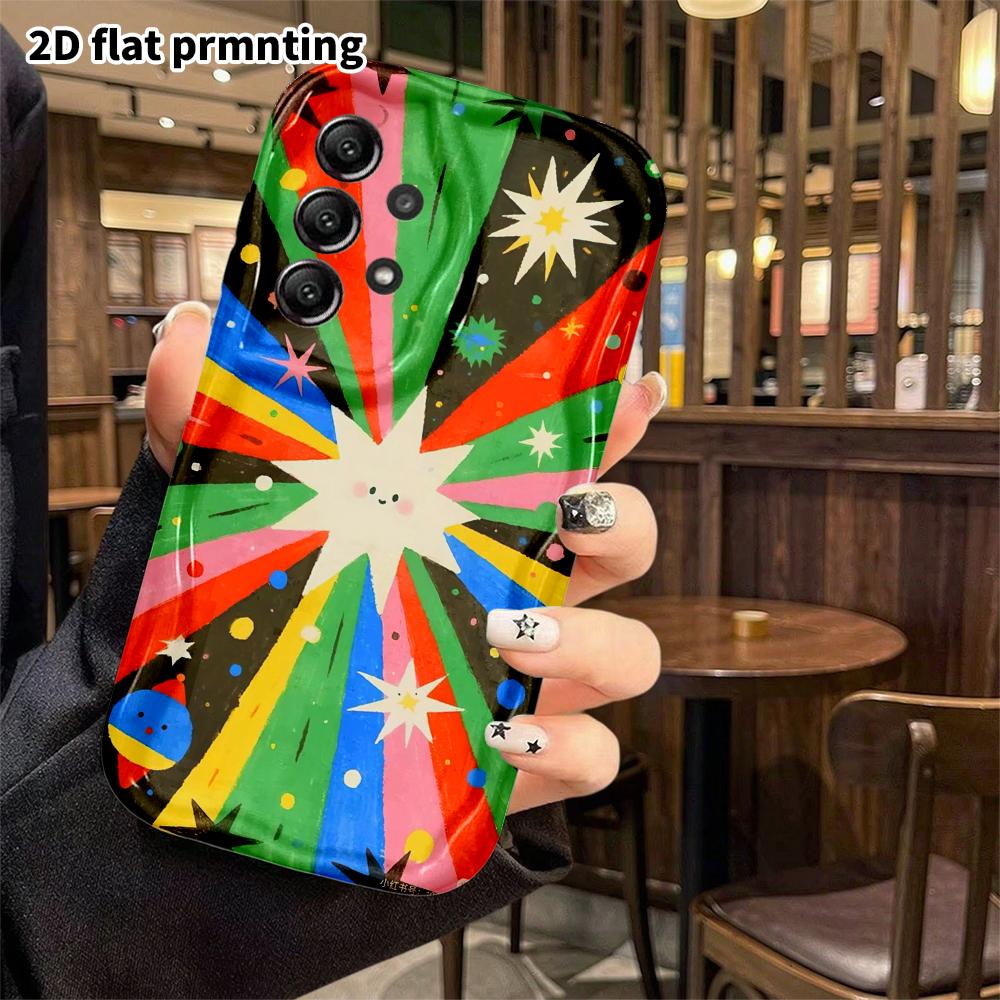 Phone case: 2D flat Samsung Galaxy A34 A35 M05 M06 S20 S22 S21 FE Plus 5G protective case, rainbow radiance, perfect Christmas and Halloween holiday g