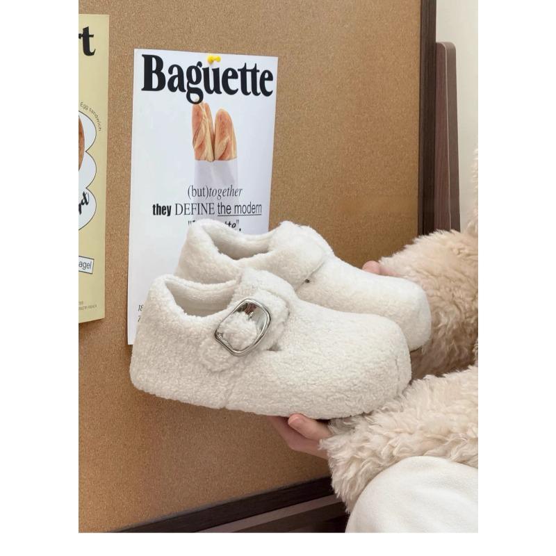 

French Mary Jane Women s Soft Elastic Winter Warm Anti-cold Padded Snow Boots Thick Sole Anti-slip Wear-resistant Outdoor Casual Sports Cotton Boots 40 белый