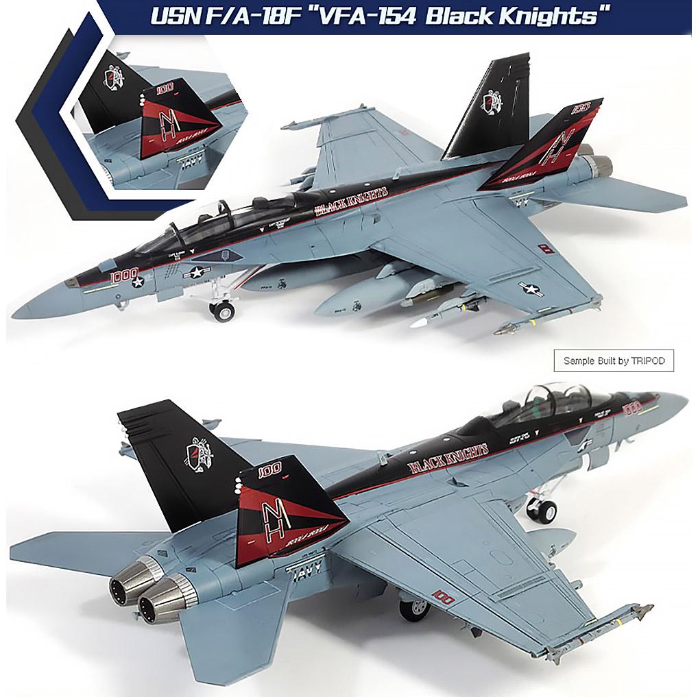 1/72 USN F/A-18F VFA-154 Black Knights #12577 Academy Model Kit DIY Assembly Puzzles Military Building Blocks Toy