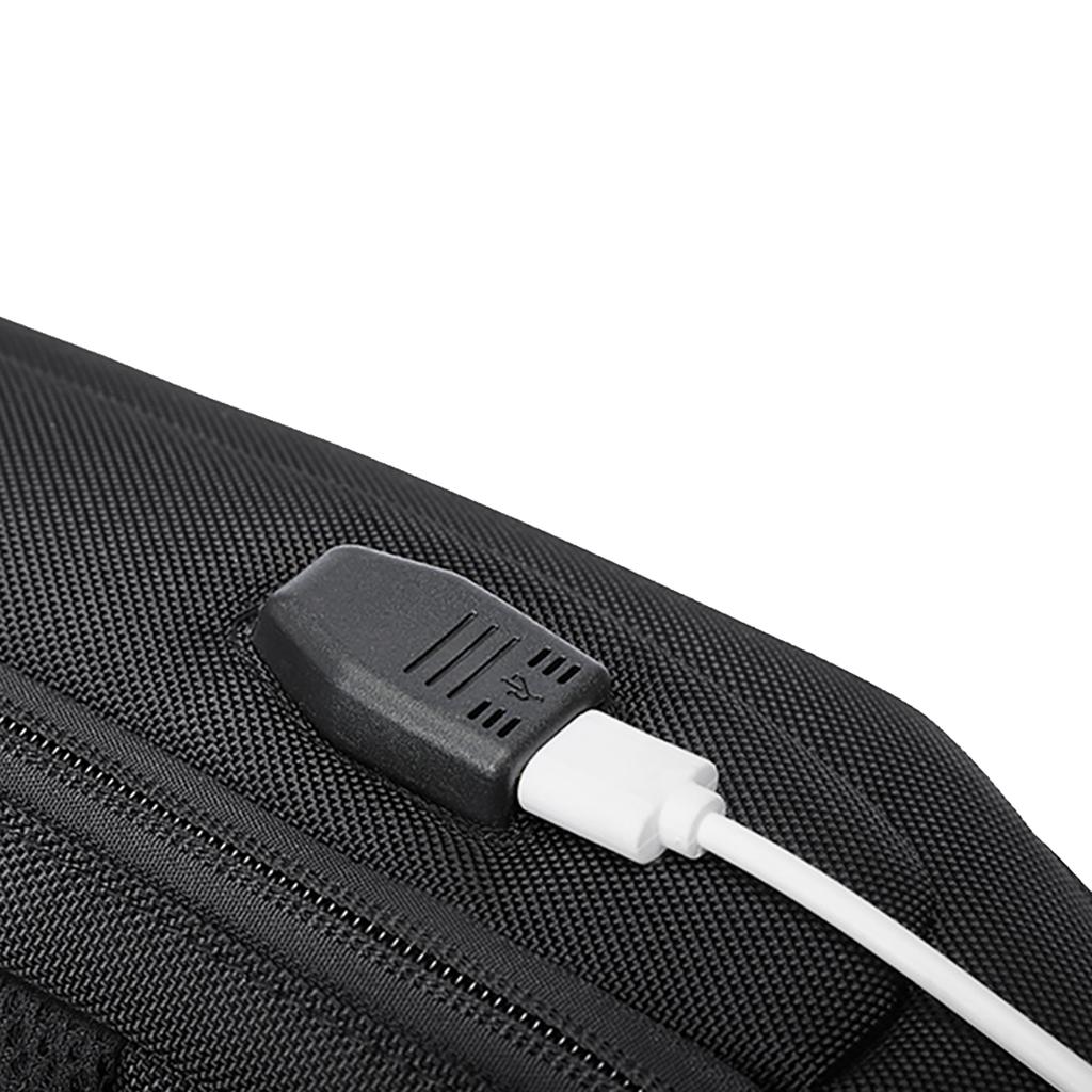 Premium Single Shoulder Anti-Theft Urban Backpack with Organizer and USB - Black