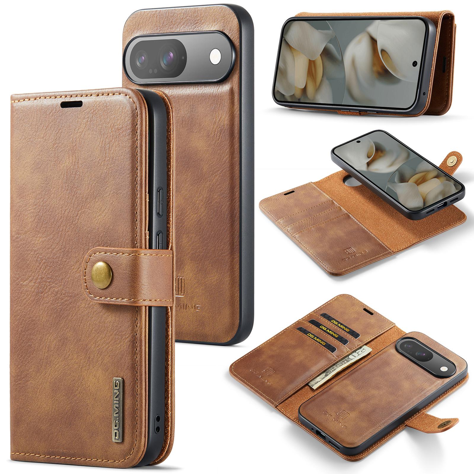 

DG.MING for Google Pixel 10 Pro/Pixel 10 Case Detachable Split Leather Phone Cover Brown