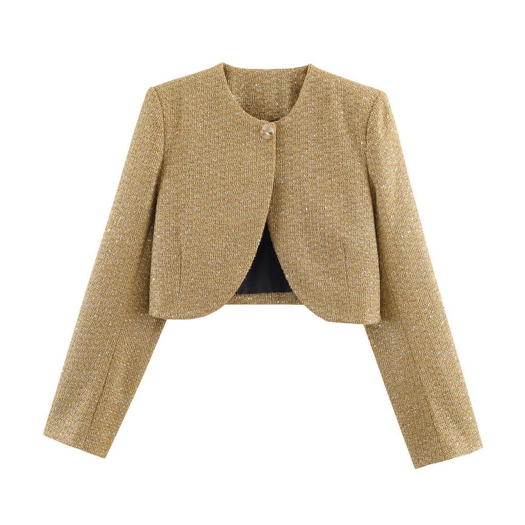 2026 Spring New European and American Cross-border Women's Clothing Street Fashion Sequins Short Jacket Jacket w050 6002