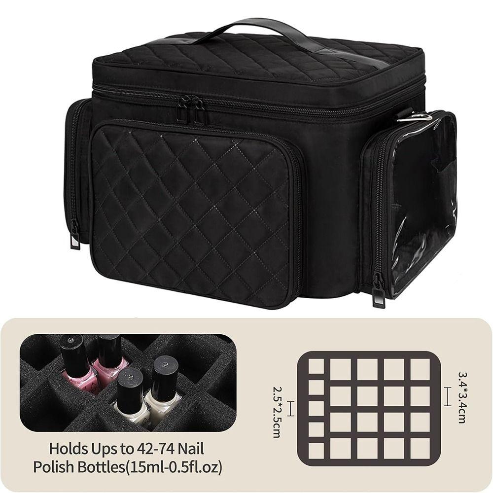 Multi-function Nail Polish Storage Bag Holds 42+ Bottles Nail Lamp Removable Essential Oil Storage Box Inner Pouch