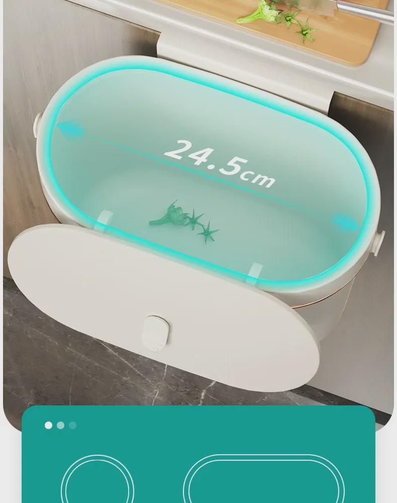 Wall-Mounted Kitchen & Bathroom Trash Can with Lid - Slim Design for Tight Spaces